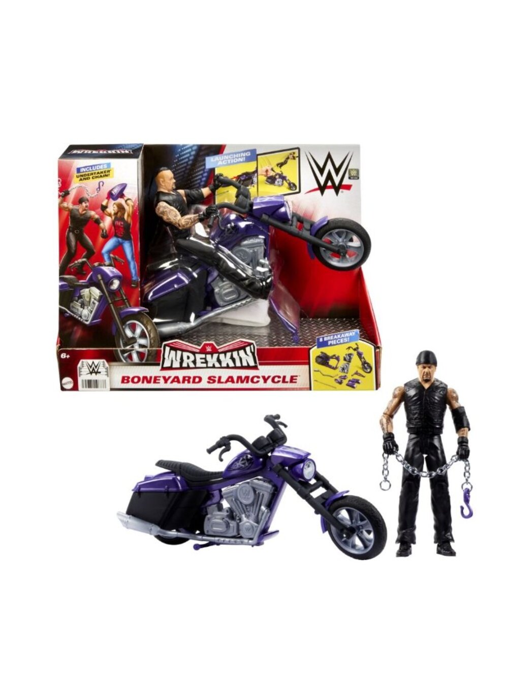 WWE Wrekkin Boneyard Slamcycle With Action Figure & Accessories 8 Breakaway Piec